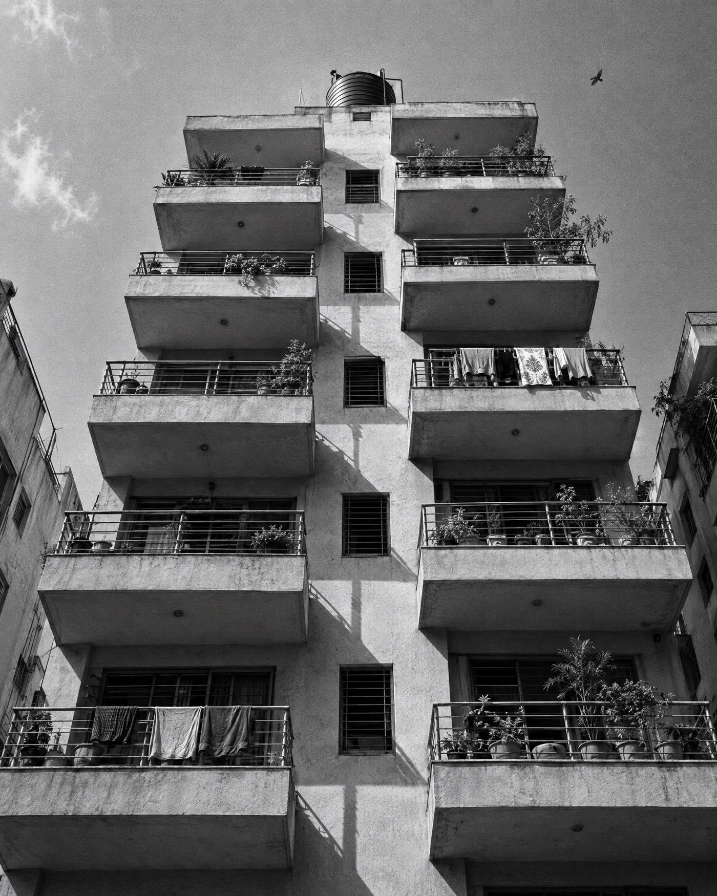 Apartment building balconies