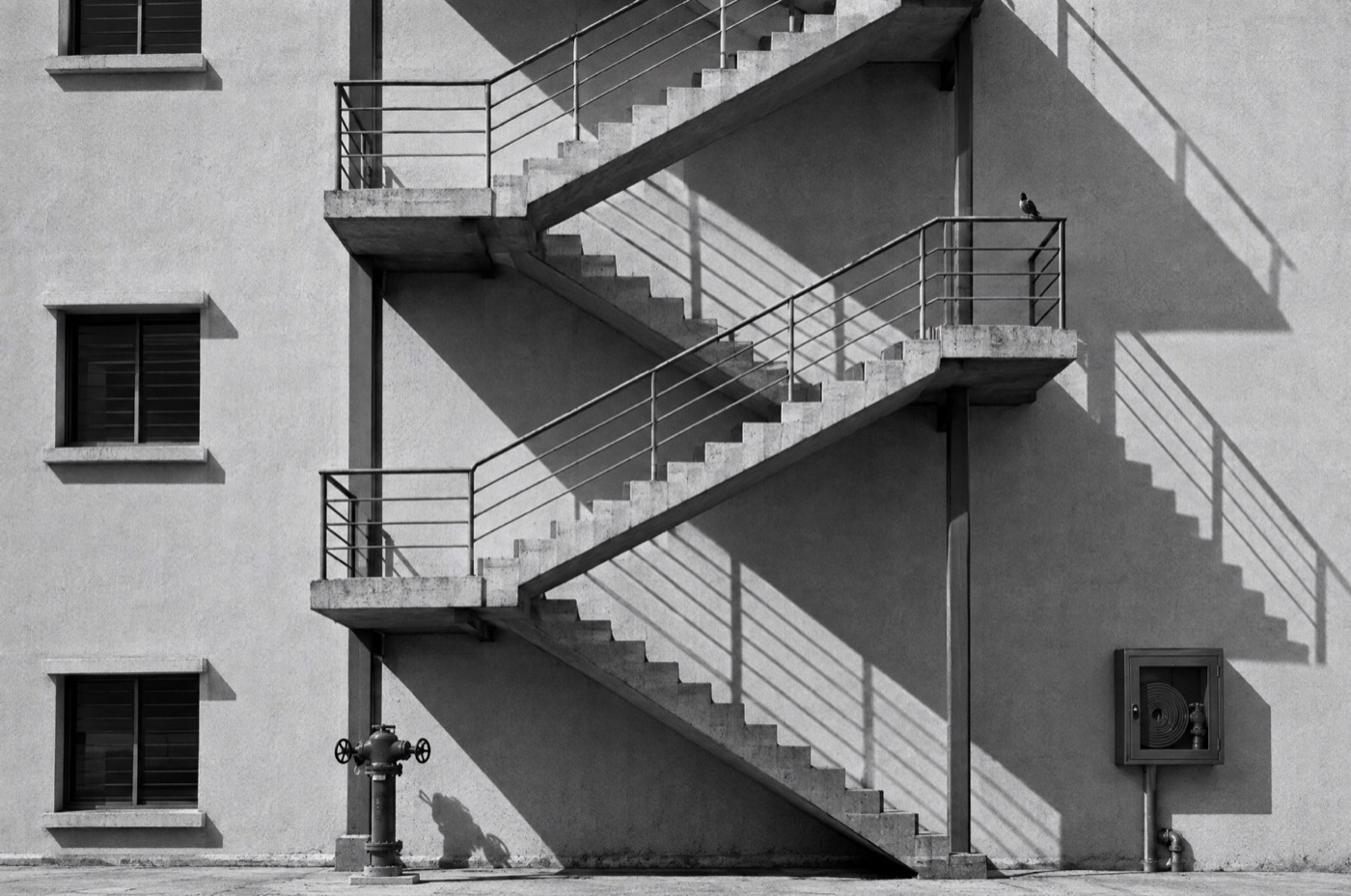 External fire escape staircase on a modern building