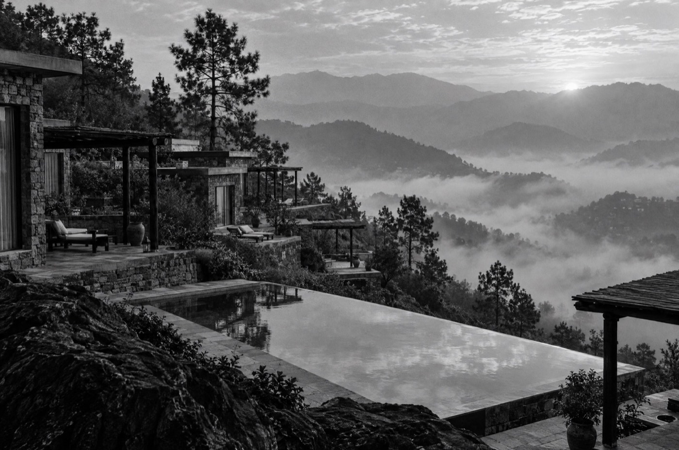 Hillside resort at dawn